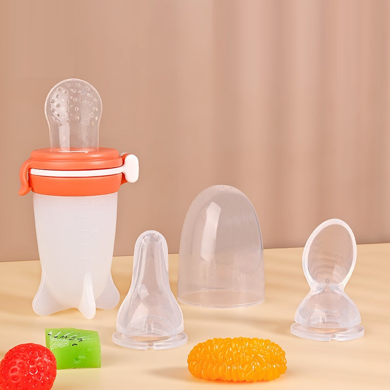 Silicone Baby Squeeze Feeding Bottle Solid Food Tool