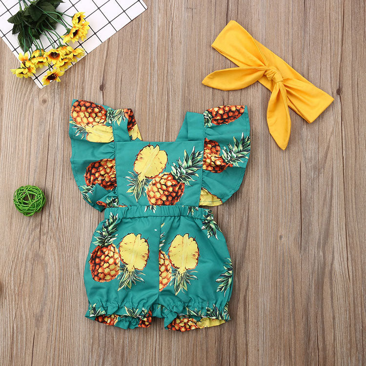 Baby Short Sleeve Pineapple Print Romper