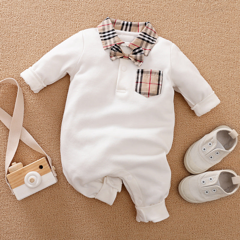 Gentleman Style Long Sleeve Baby Romper