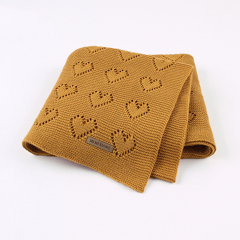 Knitted Heart Hollow Baby Windproof Blanket