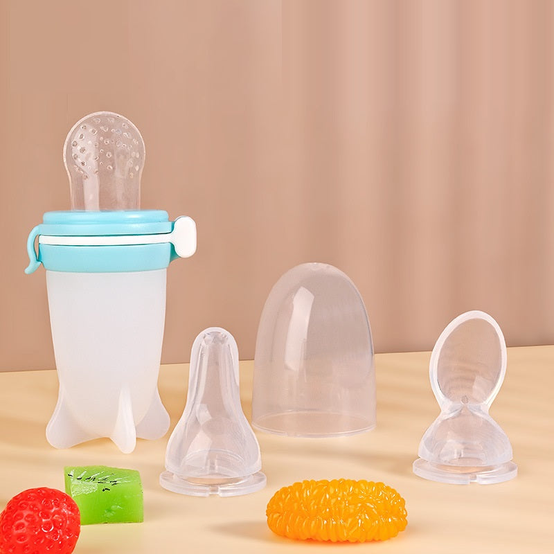 Silicone Baby Squeeze Feeding Bottle Solid Food Tool